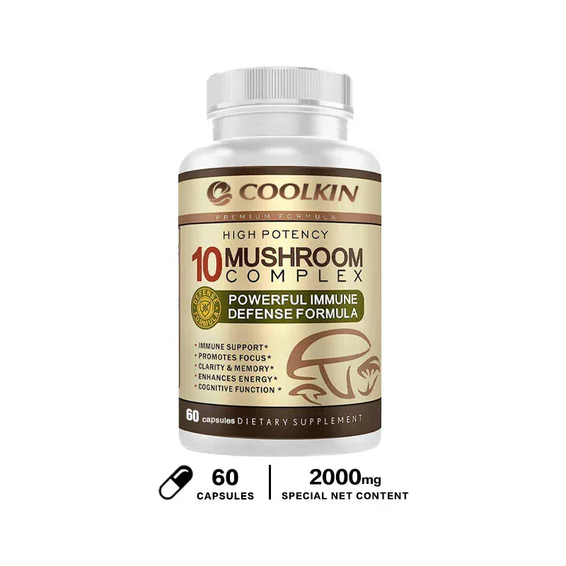 10 Mushroom Complex Capsules – Focus, Energy & Immune Support - BLAKESTORE-NG