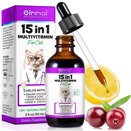 15-in-1 Cat Vitamins Liquid Drops | Herbal Immune & Coat Support