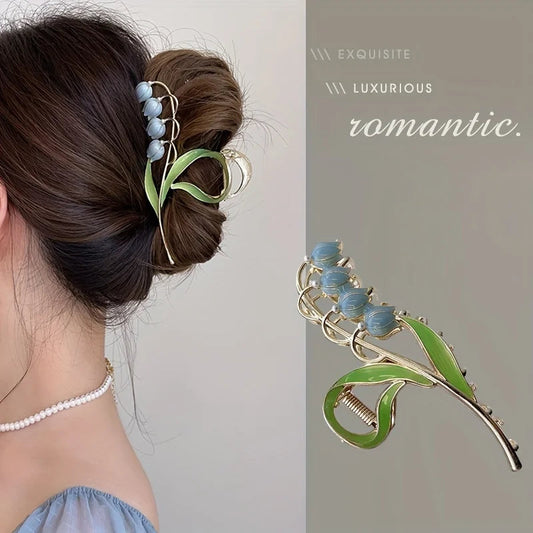 1PCS Bell Orchid Flowers Super Fairy Temperament Hair Accessories, Large Premium Feeling Scratch Clip, Autumn Hundred Shark Clip - Maison Novaire #