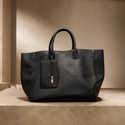 Oversized Vegan Leather Tote Bag | Maison Novaire Collection - Black - Maison Novaire