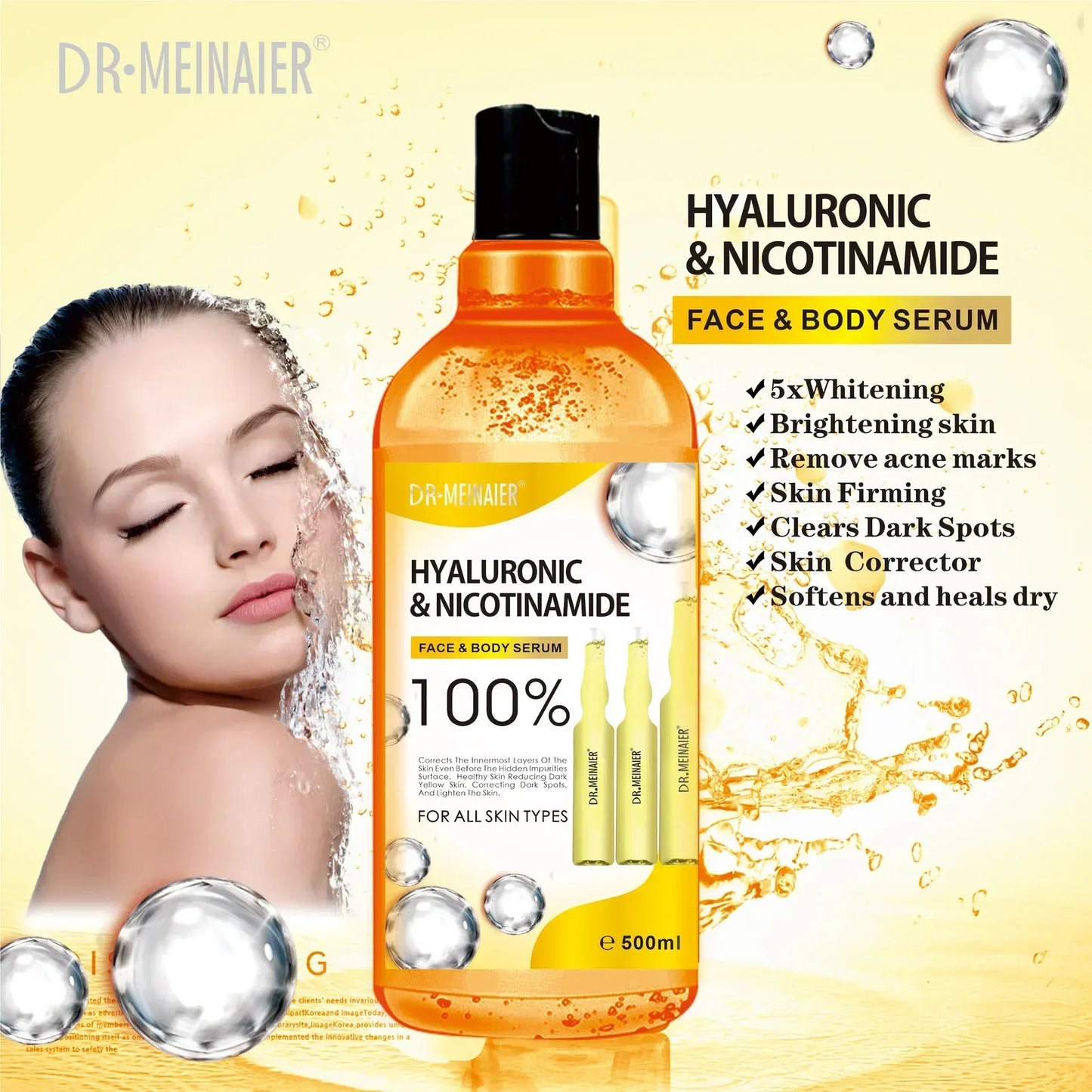 500ml Hyaluronic Acid Brightening Face & Body Serum - BLAKESTORE-NG