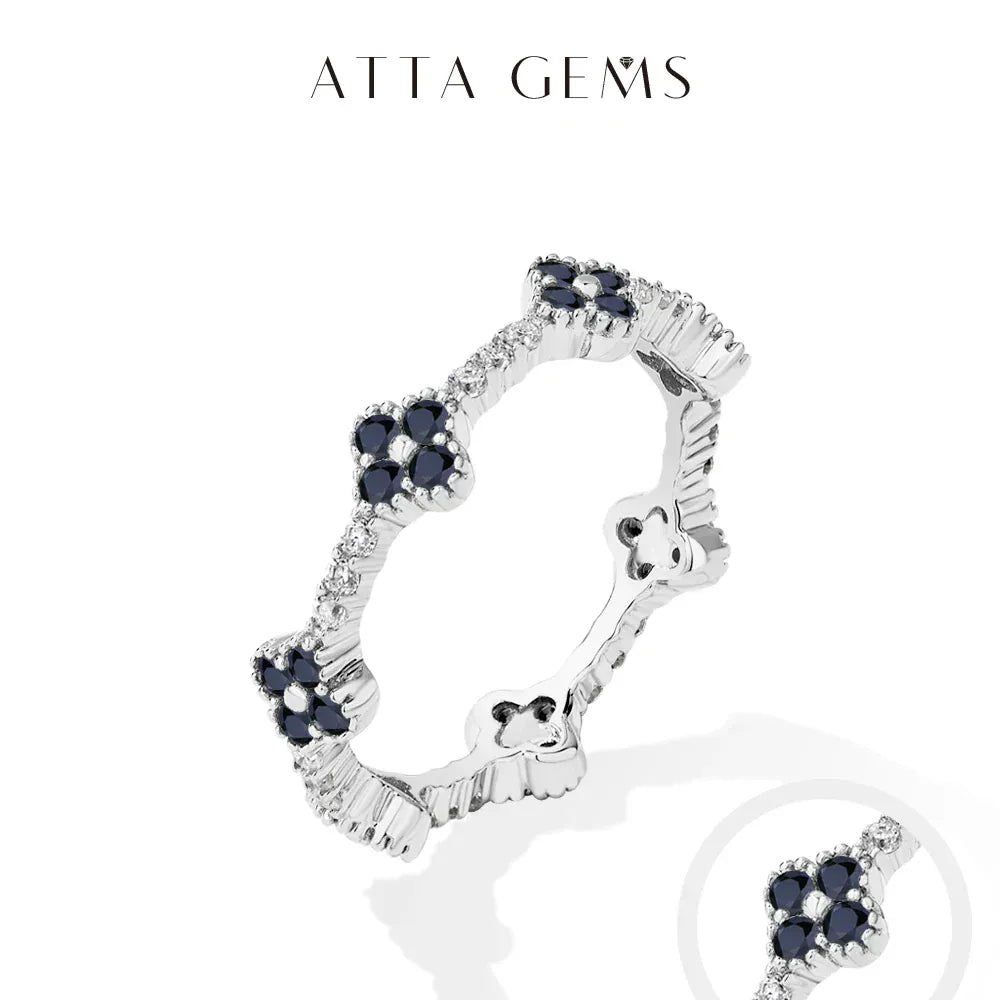 ATTAGEMS Eternity DVVS1 Moissanite Ring | D Color VVS1 Full Moissanite 925 Sterling Silver Gold Plated Eternity Band for Women - BLAKESTORE-NG