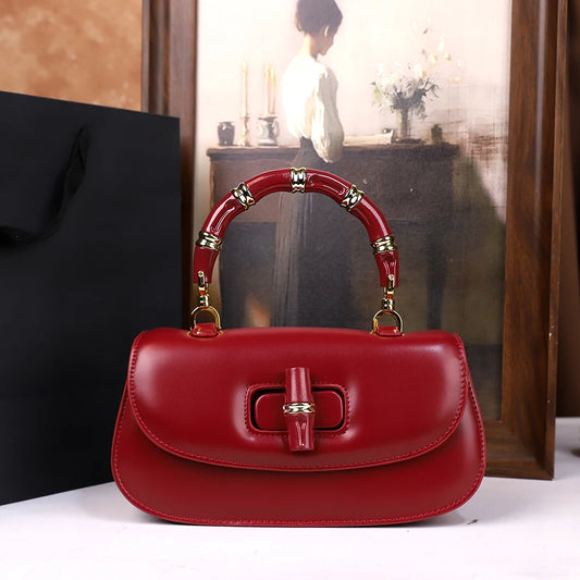 Bamboo Handle Saddle Crossbody Bag for Women - Maison Novaire