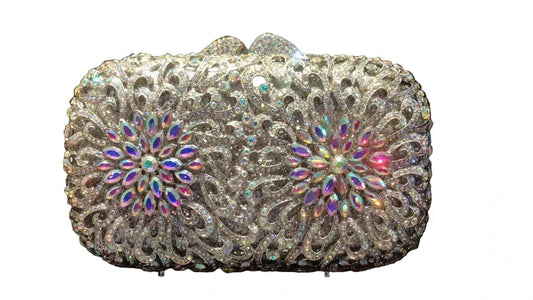 Crystal Green/Gold/Silver Evening Purse. - BLAKESTORE-NG