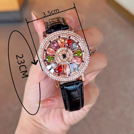 Dazzling Women’s Quartz Watch with Colorful Rhinestones - Maison Novaire
