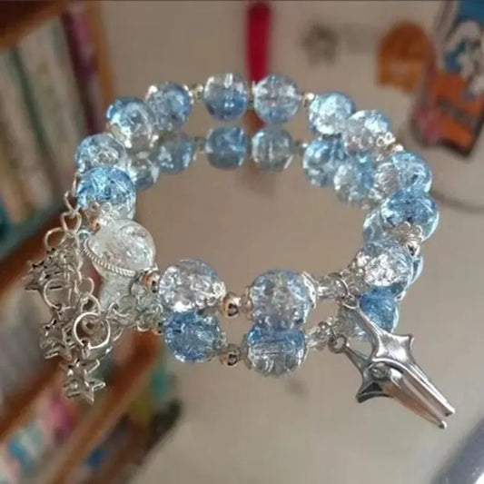 Fantasy Blue Crystal Beads Elastic Bracelet. - BLAKESTORE-NG