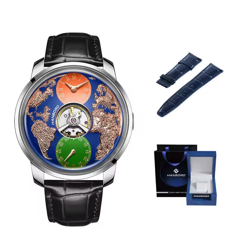 HANBORO World Time Automatic Mechanical Watch - 1026-8 - Maison Novaire