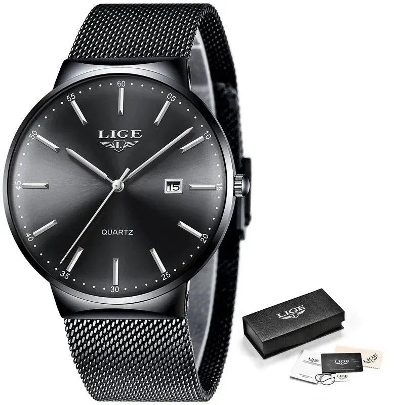 LIGE Luxury Women’s Watch | Ultra-Thin Steel Mesh Quartz Waterproof - Maison Novaire #