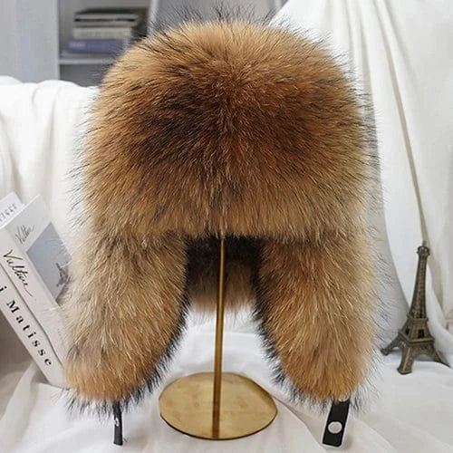 Men’s Real Silver Fox Fur Ushanka Hat - Maison Novaire #