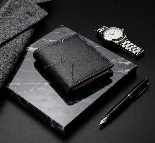 Men's Thin Trendy Horizontal Short Wallet for Youth & Students - Black vertical style - Maison Novaire