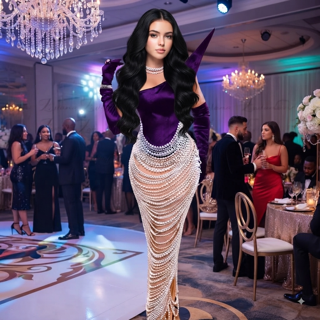 Pearl-Embellished Strapless Mermaid Gown | Maison Novaire Collection - Purple / Custom made - Maison Novaire