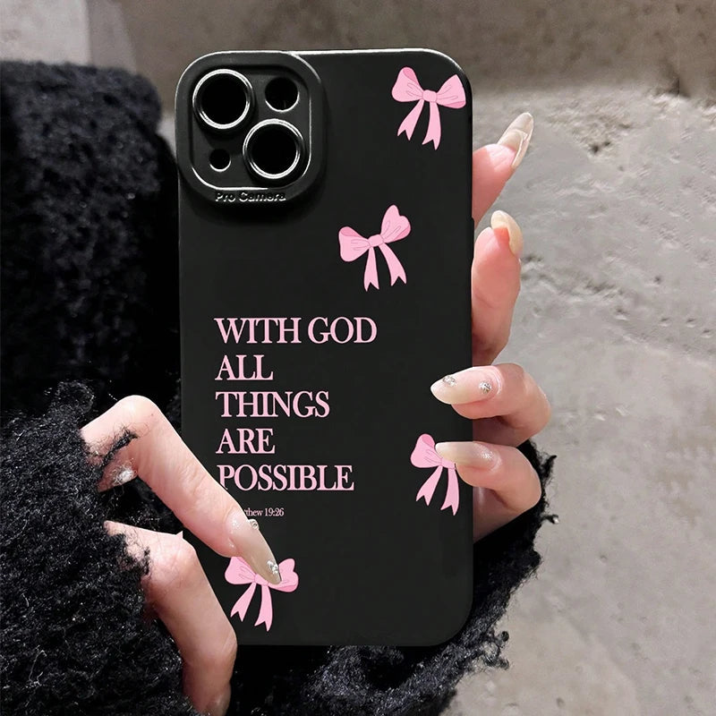 Pink Girl Bow Slogan Phone Case - Maison Novaire #