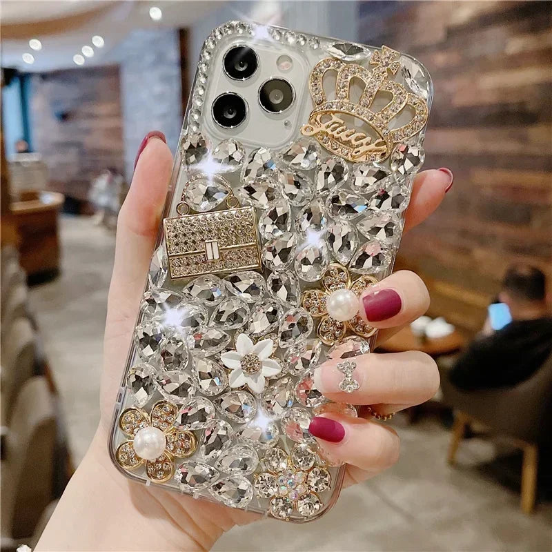Rhinestone Case For iphone 15Pro 14Plus 13 Mini 12 11Pro. - Maison Novaire #
