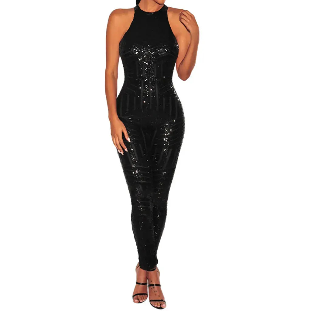 Sequin Off Shoulder O-neck Jumpsuit. - BLAKESTORE-NG