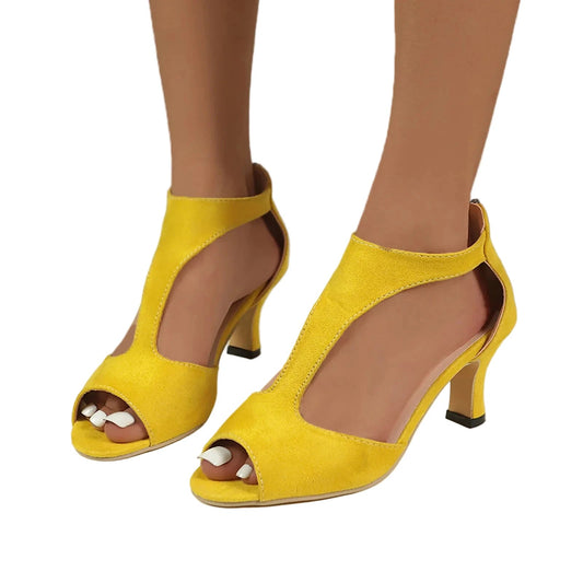 Suede High Heels Fish Mouth Peep Toe Sandals. - Maison Novaire