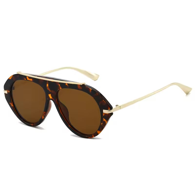 Vintage Metal Pilot Sunglasses | Maison Novaire Signature Accessories - Leopard Brown - Maison Novaire