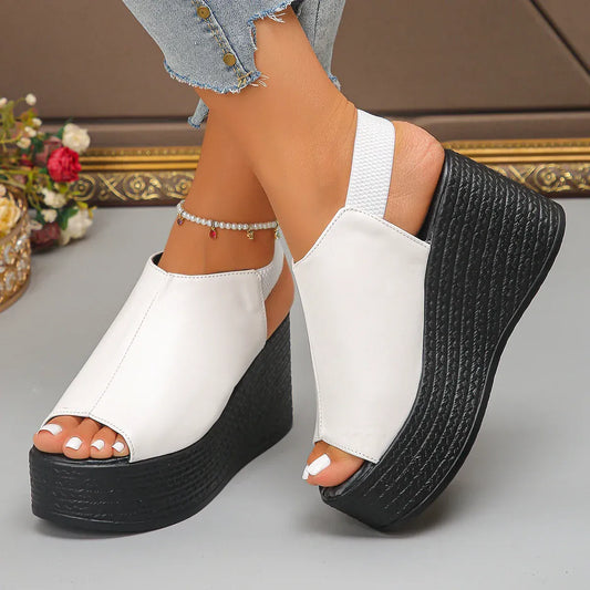 Women’s High-Quality Leather Wedge Sandals – Summer 2025 - BLAKESTORE-NG