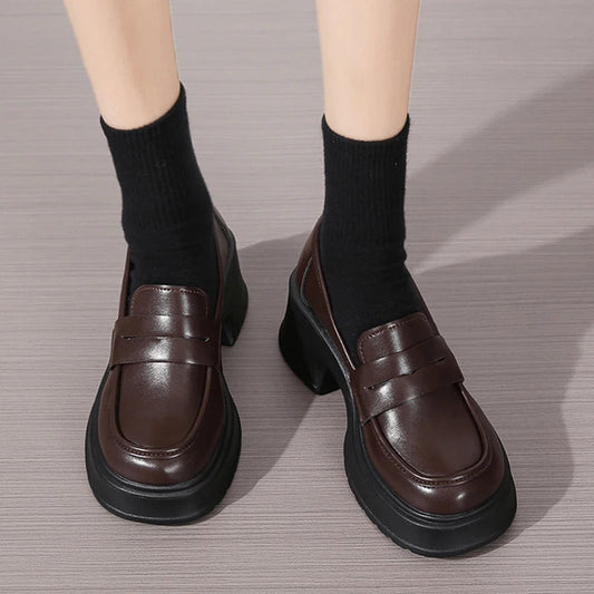 Women's Loafers Spring British Style Slip On Platform Shoes for Women. - Black / 36 - Maison Novaire