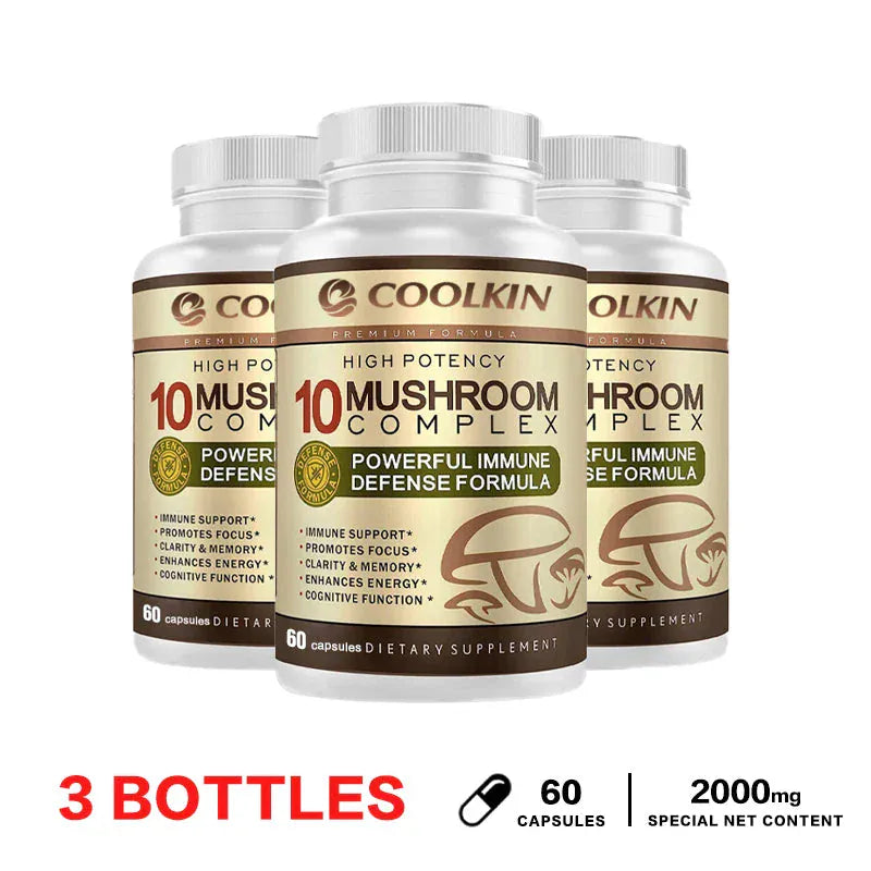 10 Mushroom Complex Capsules – Focus, Energy & Immune Support - BLAKESTORE-NG