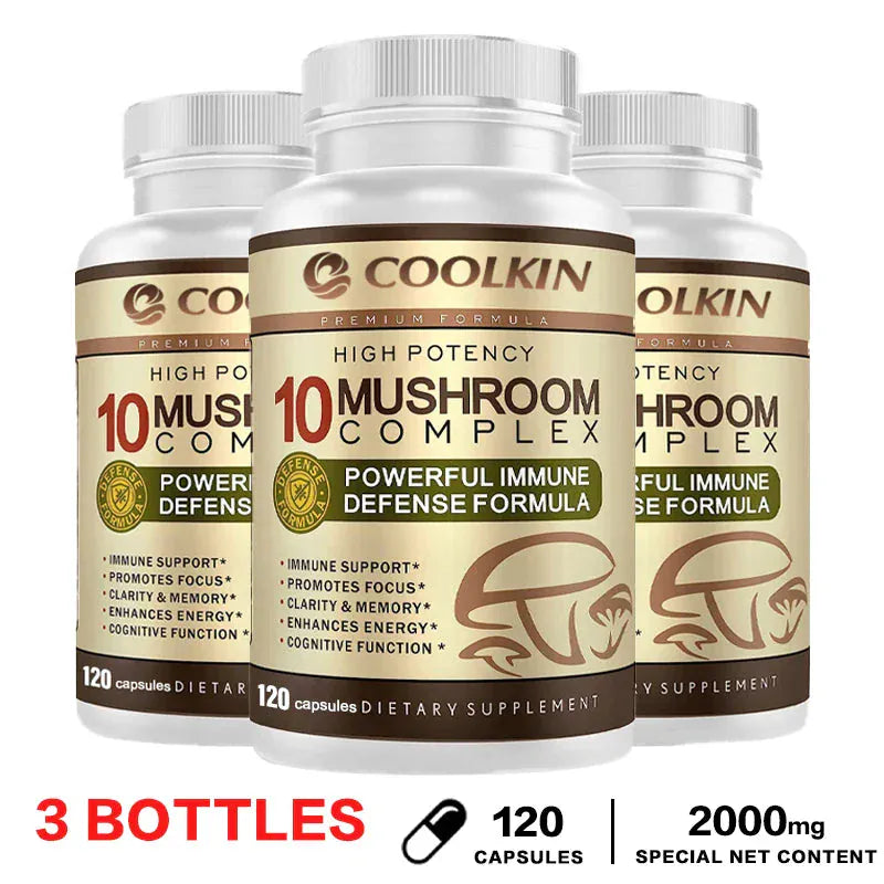 10 Mushroom Complex Capsules – Focus, Energy & Immune Support - BLAKESTORE-NG