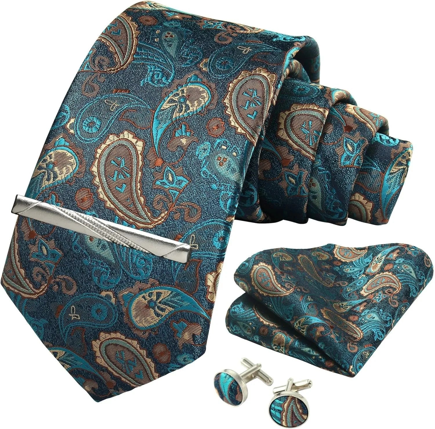 100% Silk Paisley Floral Men’s Tie | Luxury Jacquard Woven Necktie for Wedding Business Party Formal Wear - BLAKESTORE-NG
