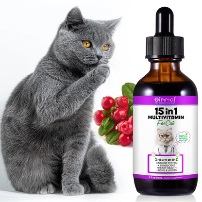 15-in-1 Cat Vitamins Liquid Drops | Herbal Immune & Coat Support - Maison Novaire