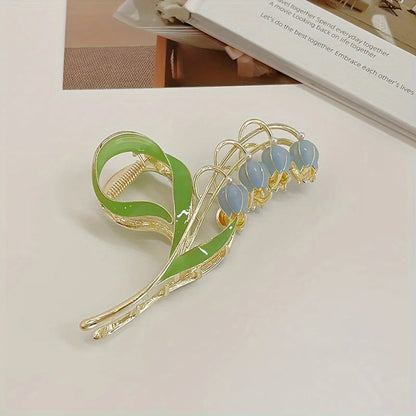 1PCS Bell Orchid Flowers Super Fairy Temperament Hair Accessories, Large Premium Feeling Scratch Clip, Autumn Hundred Shark Clip - Maison Novaire #