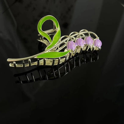 1PCS Bell Orchid Flowers Super Fairy Temperament Hair Accessories, Large Premium Feeling Scratch Clip, Autumn Hundred Shark Clip - Maison Novaire #