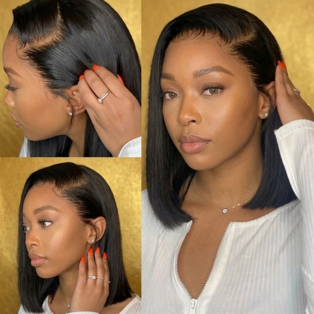 220% Density 13x4 Straight Bob Brazilian Remy Lace Front Wig 16" - Maison Novaire