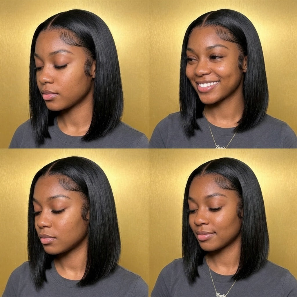 220% Density 13x4 Straight Bob Brazilian Remy Lace Front Wig 16" - Maison Novaire