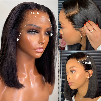 220% Density 13x4 Straight Bob Brazilian Remy Lace Front Wig 16" - Maison Novaire