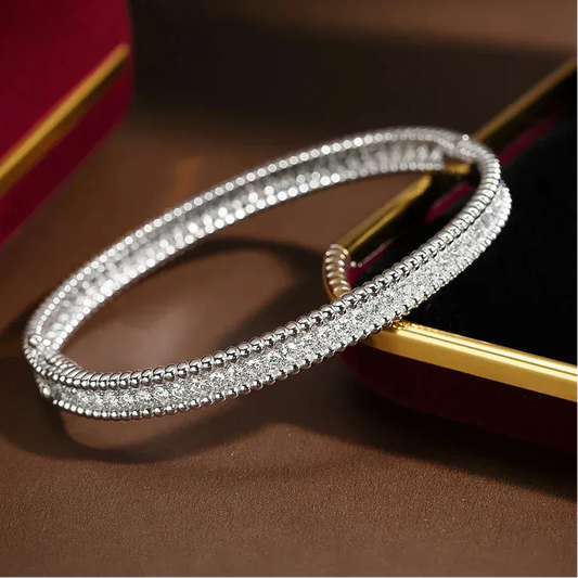 2mm Moissanite Bracelet | 925 Silver & 18K Gold Luxury Women’s Bangle - BLAKESTORE-NG