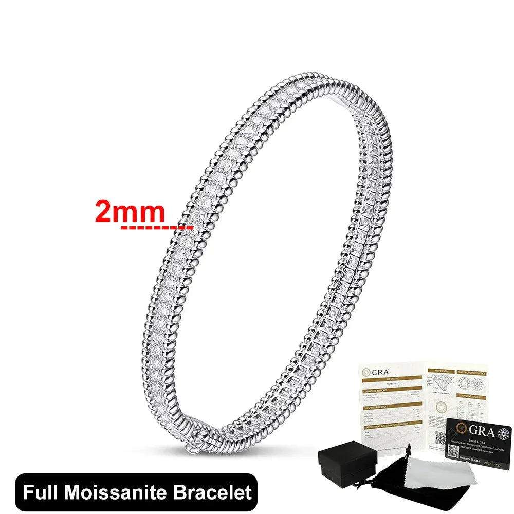 2mm Moissanite Bracelet | 925 Silver & 18K Gold Luxury Women’s Bangle - BLAKESTORE-NG