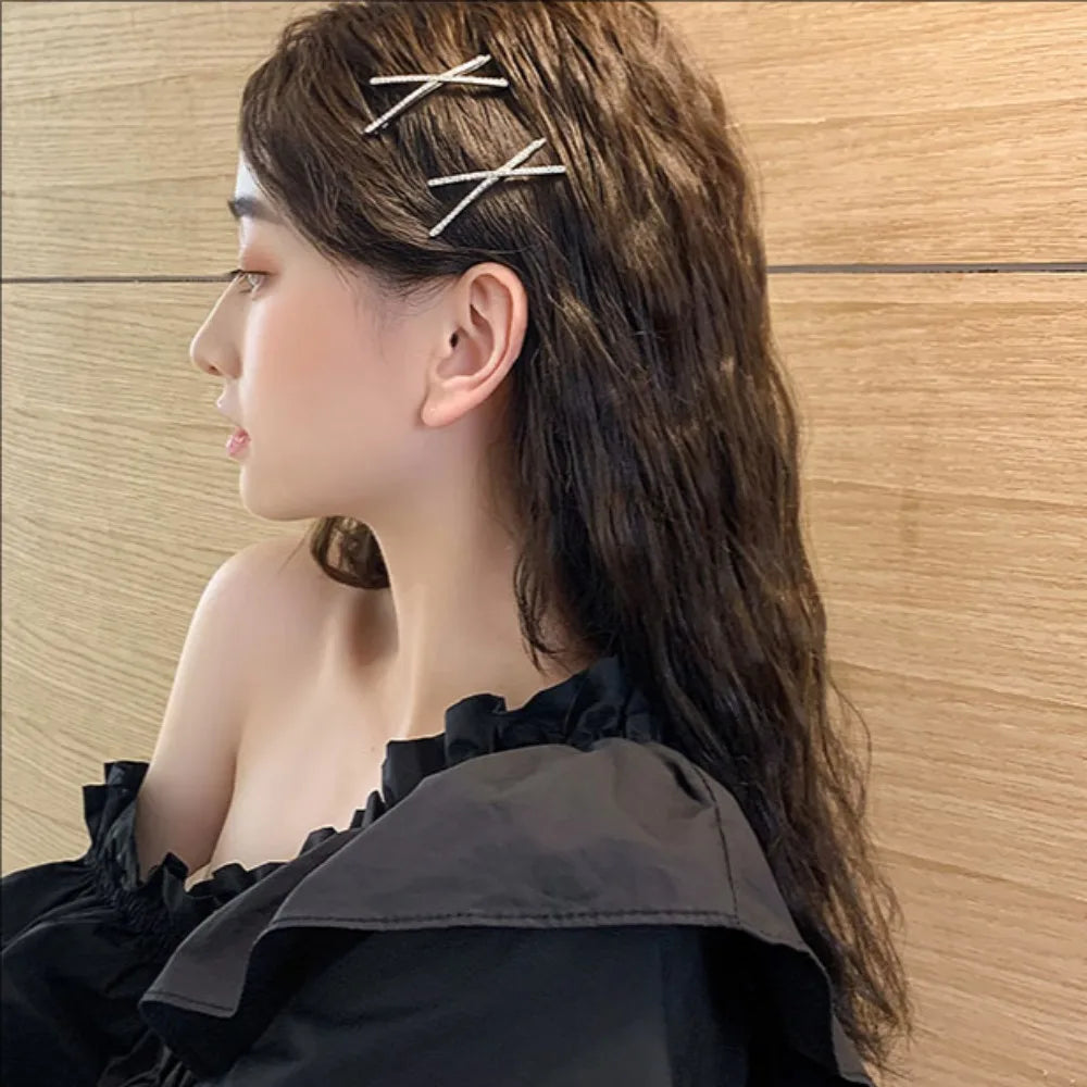 2pcs Cross Crystal Hairpins – Rhinestone X Barrettes - BLAKESTORE-NG