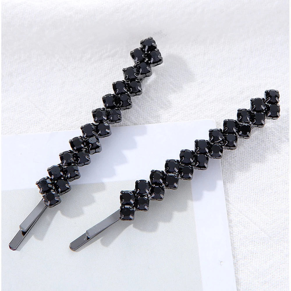2pcs/Set Crystal Bobby Pins – Shiny Rhinestone Barrettes A