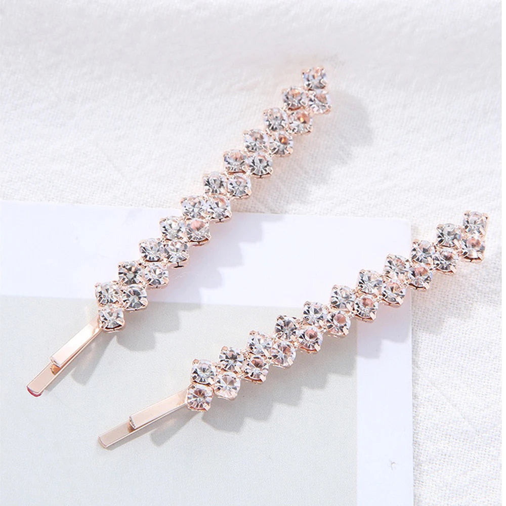 2pcs/Set Crystal Bobby Pins – Shiny Rhinestone Barrettes B
