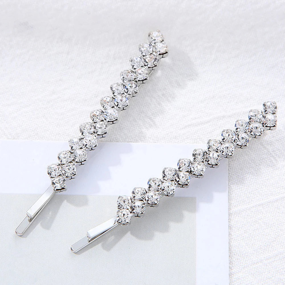 2pcs/Set Crystal Bobby Pins – Shiny Rhinestone Barrettes C