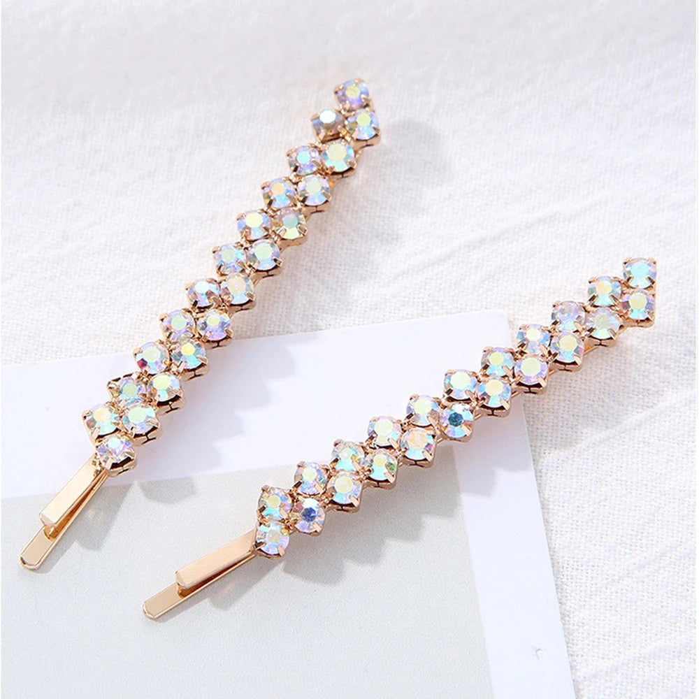 2pcs/Set Crystal Bobby Pins – Shiny Rhinestone Barrettes D