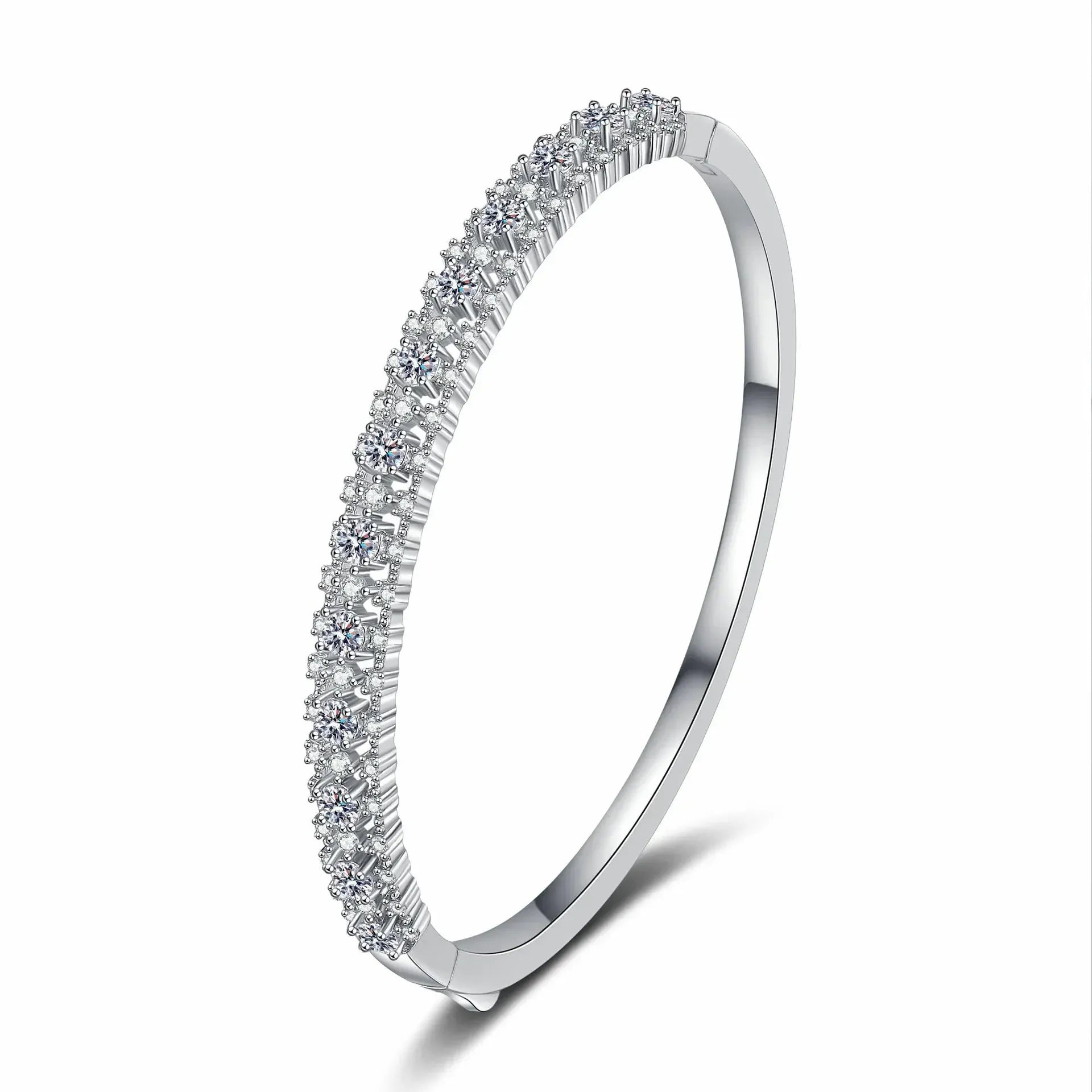 3.03CT Moissanite Diamond Bracelet | 925 Silver 18K White Gold Bangle - BLAKESTORE-NG