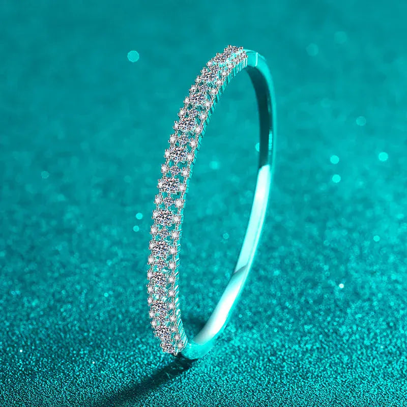 3.03CT Moissanite Diamond Bracelet | 925 Silver 18K White Gold Bangle - BLAKESTORE-NG