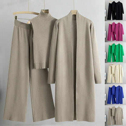 3 Pcs Suits Long Cardigan with Vest and Pants. - BLAKESTORE-NG