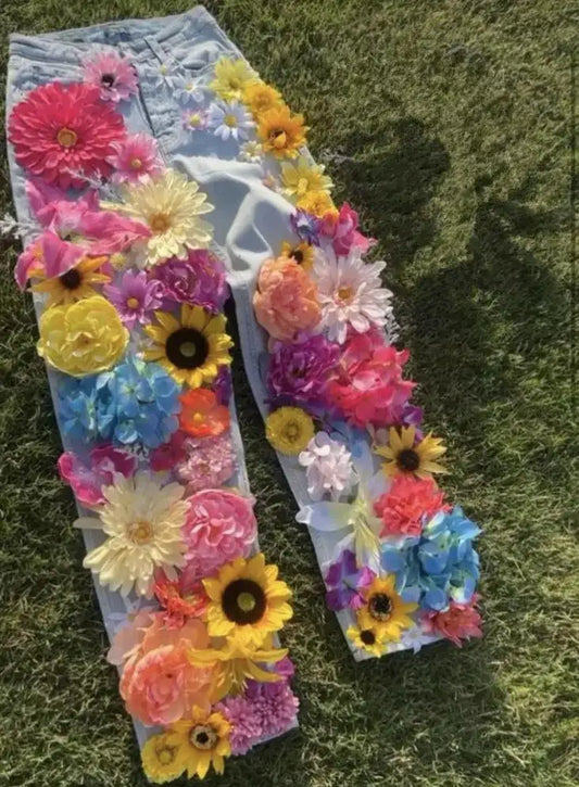 3D Flower Jeans | Designer Streetwear Denim | Maison Novaire - Maison Novaire