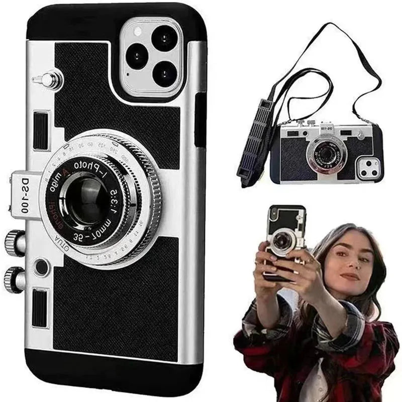 3D Retro Camera Leather Case for IPhone. - Maison Novaire