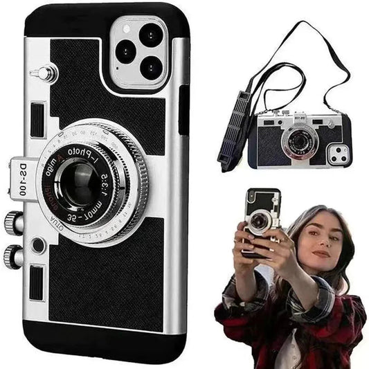 3D Retro Camera Leather Case for IPhone. - Maison Novaire