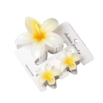 3Pc Sweet Colorful Plumeria Flower Shark CHair Clip - BLAKESTORE-NG