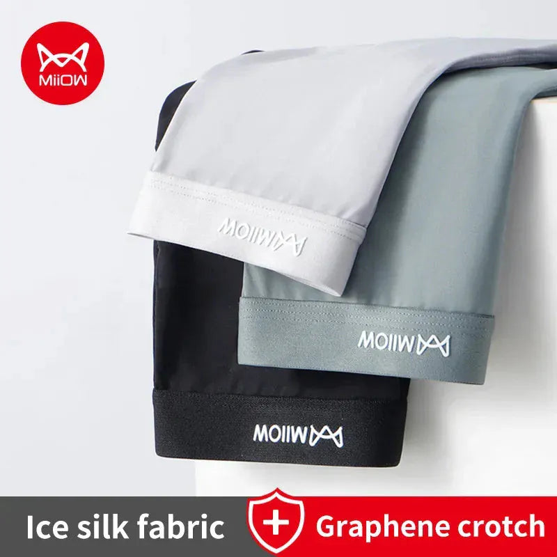 3Pcs Thin Ice Silk Men’s Boxershorts | Ultra-Light Cooling Boxer Briefs Pack Breathable Moisture Wicking Comfort - BLAKESTORE-NG