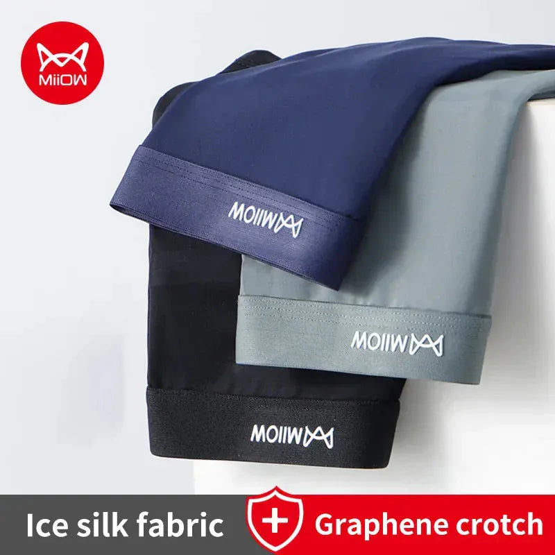 3Pcs Thin Ice Silk Men’s Boxershorts | Ultra-Light Cooling Boxer Briefs Pack Breathable Moisture Wicking Comfort - BLAKESTORE-NG