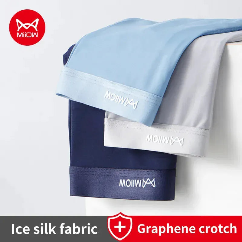 3Pcs Thin Ice Silk Men’s Boxershorts | Ultra-Light Cooling Boxer Briefs Pack Breathable Moisture Wicking Comfort - BLAKESTORE-NG