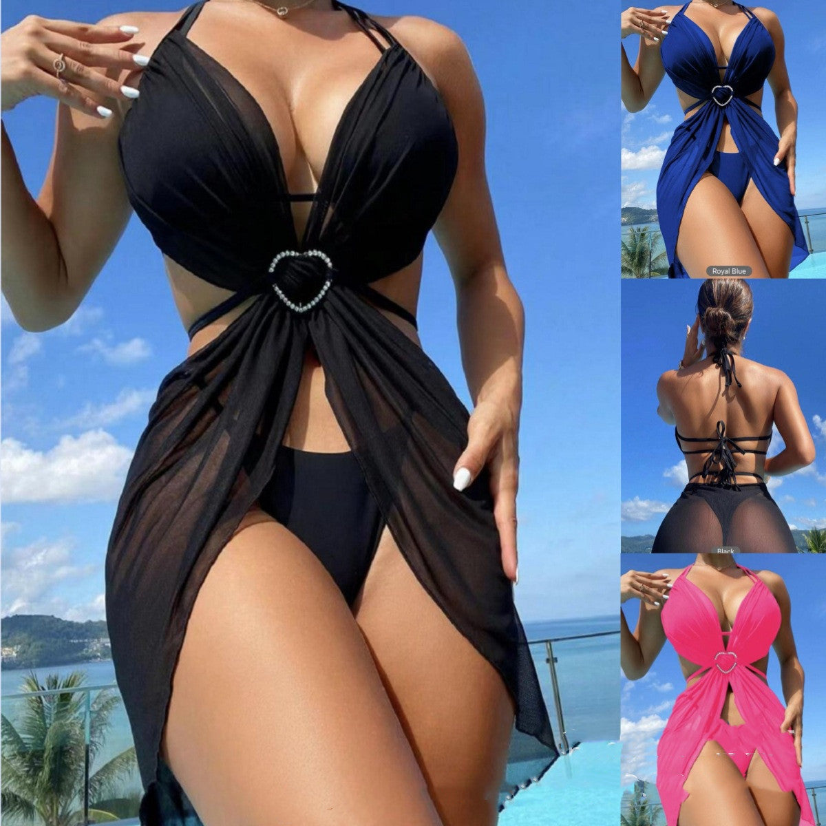 3pcs Halter Neck Bikini Beach Wear - Maison Novaire