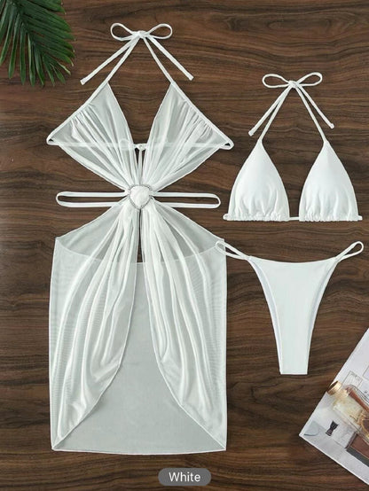 3pcs Halter Neck Bikini Beach Wear - Maison Novaire